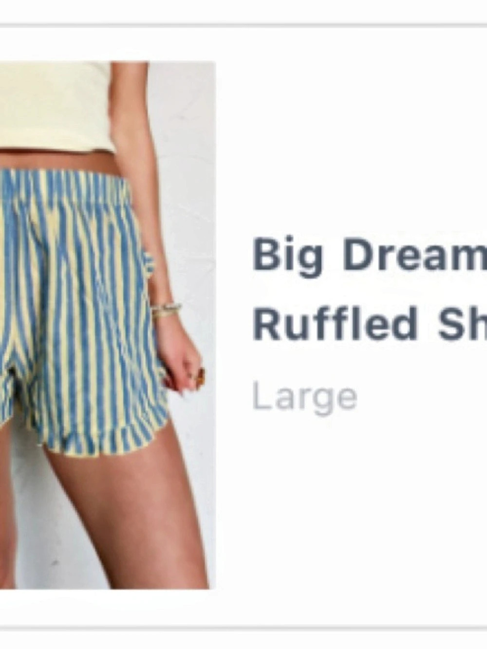 Texas Size Bling Big Dreams Striped Ruffled Shorts Blue & Yellow Large